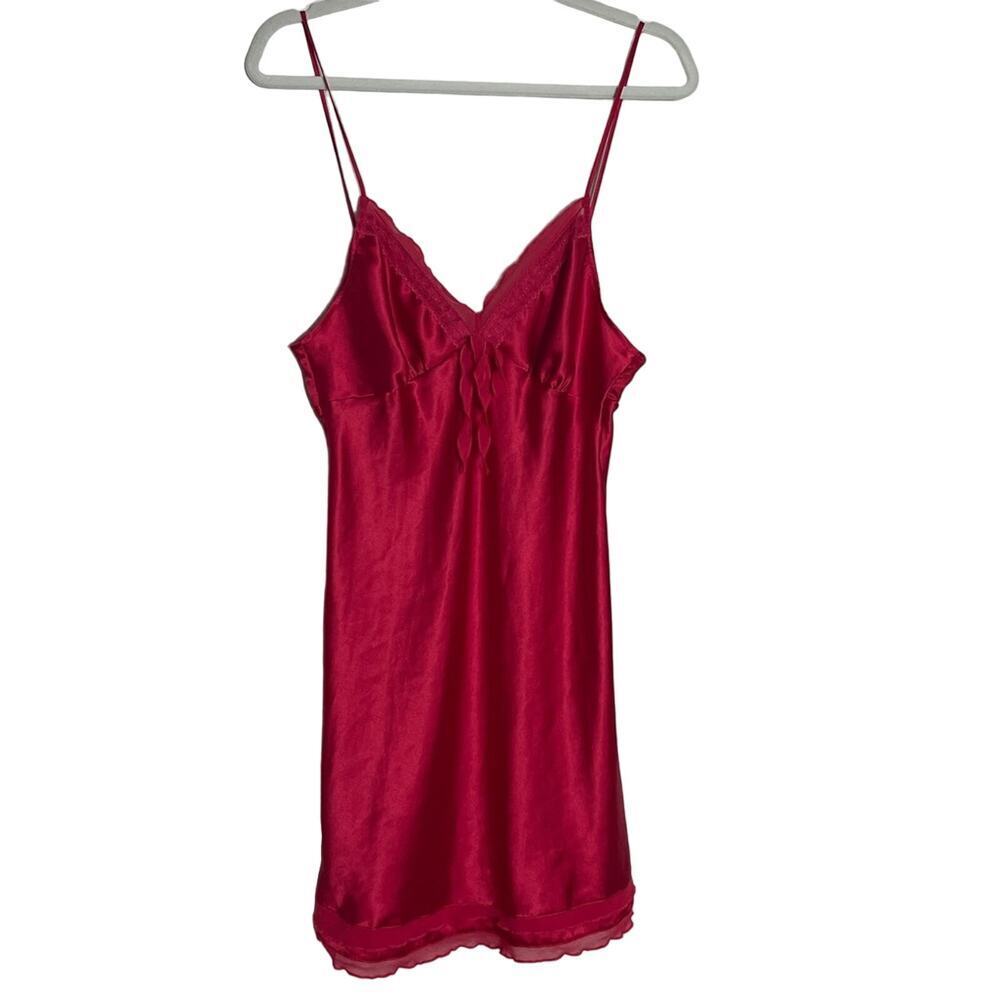 Victoria Secret Mini Slip Dress Lace Chiffon Vintage Red Size M
